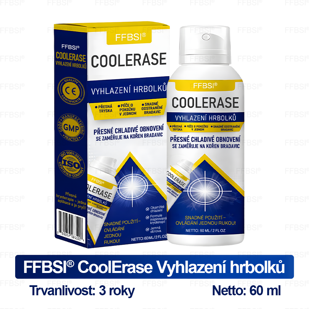 FFBSI® CoolErase Sprej pro regeneraci pokožky (Bradavice, Puchýře, Ekzém, Lupy, Kožní keratózy, Akné, Kožní výrůstky, Jizvy, Mateřská znaménka)