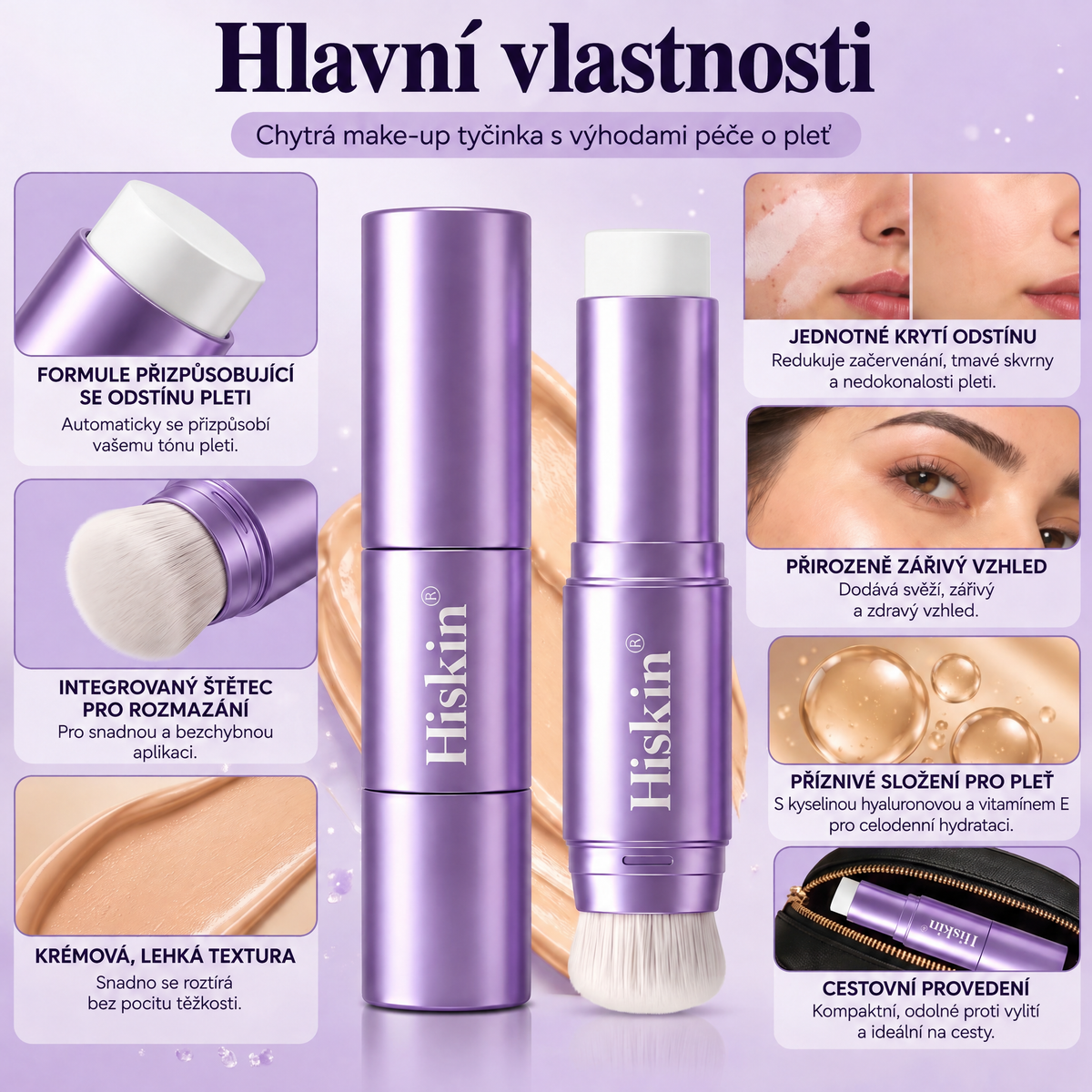 🔥 POSLEDNÍ 2 HODINY · SLEVA 80 %!  Hiskin® 2 v 1 tónovací make-up v tyčince | Zakrývá stařecké skvrny, vyhlazuje jemné vrásky a hydratuje pleť – s vestavěným štětcem pro mladistvý a zářivý vzhled!