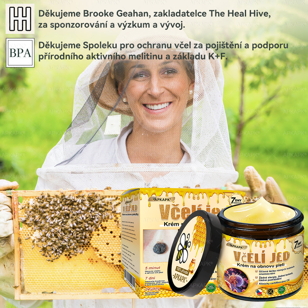 Dermatologicky a klinicky testováno👩‍⚕️🎁APKAPK®Bee Venom Krém na obnovení pleti🐝 pomáhá při léčbě kožních problémů, jako jsou: vrásky, jizvy, pigmentové skvrny, strie, akné, psoriáza, ekzém, kožní změny, podráždění, záněty a další kožní problémy.