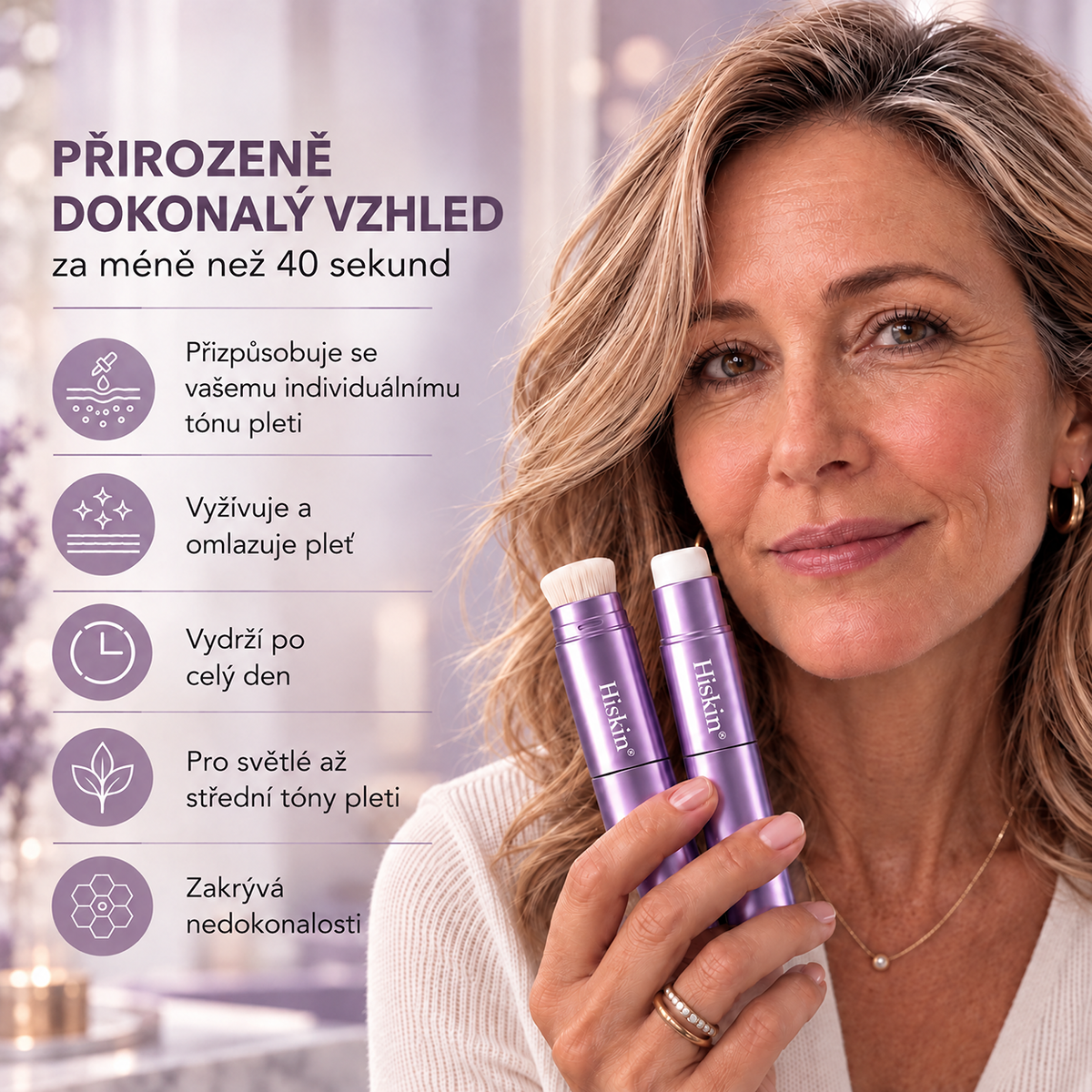 🔥 POSLEDNÍ 2 HODINY · SLEVA 80 %!  Hiskin® 2 v 1 tónovací make-up v tyčince | Zakrývá stařecké skvrny, vyhlazuje jemné vrásky a hydratuje pleť – s vestavěným štětcem pro mladistvý a zářivý vzhled!