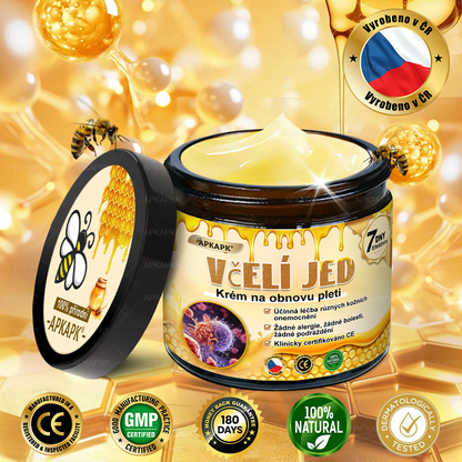Dermatologicky a klinicky testováno👩‍⚕️🎁APKAPK®Bee Venom Krém na obnovení pleti🐝 pomáhá při léčbě kožních problémů, jako jsou: vrásky, jizvy, pigmentové skvrny, strie, akné, psoriáza, ekzém, kožní změny, podráždění, záněty a další kožní problémy.