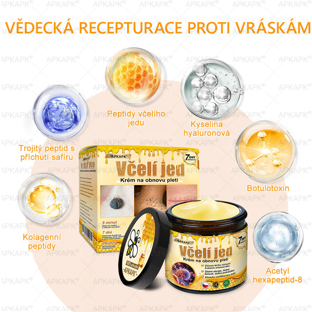 𝖠𝖯𝖪𝖠𝖯𝖪® 🐝~❤️ Krém s včelím jedem na obnovu pokožky 🐝 pomáhá při řešení kožních problémů, jako jsou: vrásky, jizvy, pigmentové skvrny, strie, akné, lupénka, ekzém, kožní léze, podráždění, záněty a další kožní potíže.