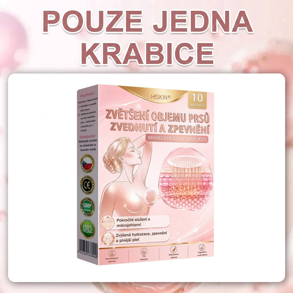 💯HISKIN® Mikroneedlová náplast pro podporu objemu, lifting a pevnost prsou
