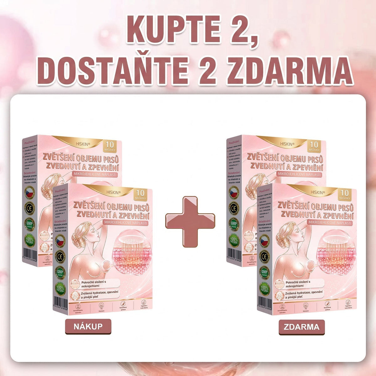 💯HISKIN® Mikroneedlová náplast pro podporu objemu, lifting a pevnost prsou