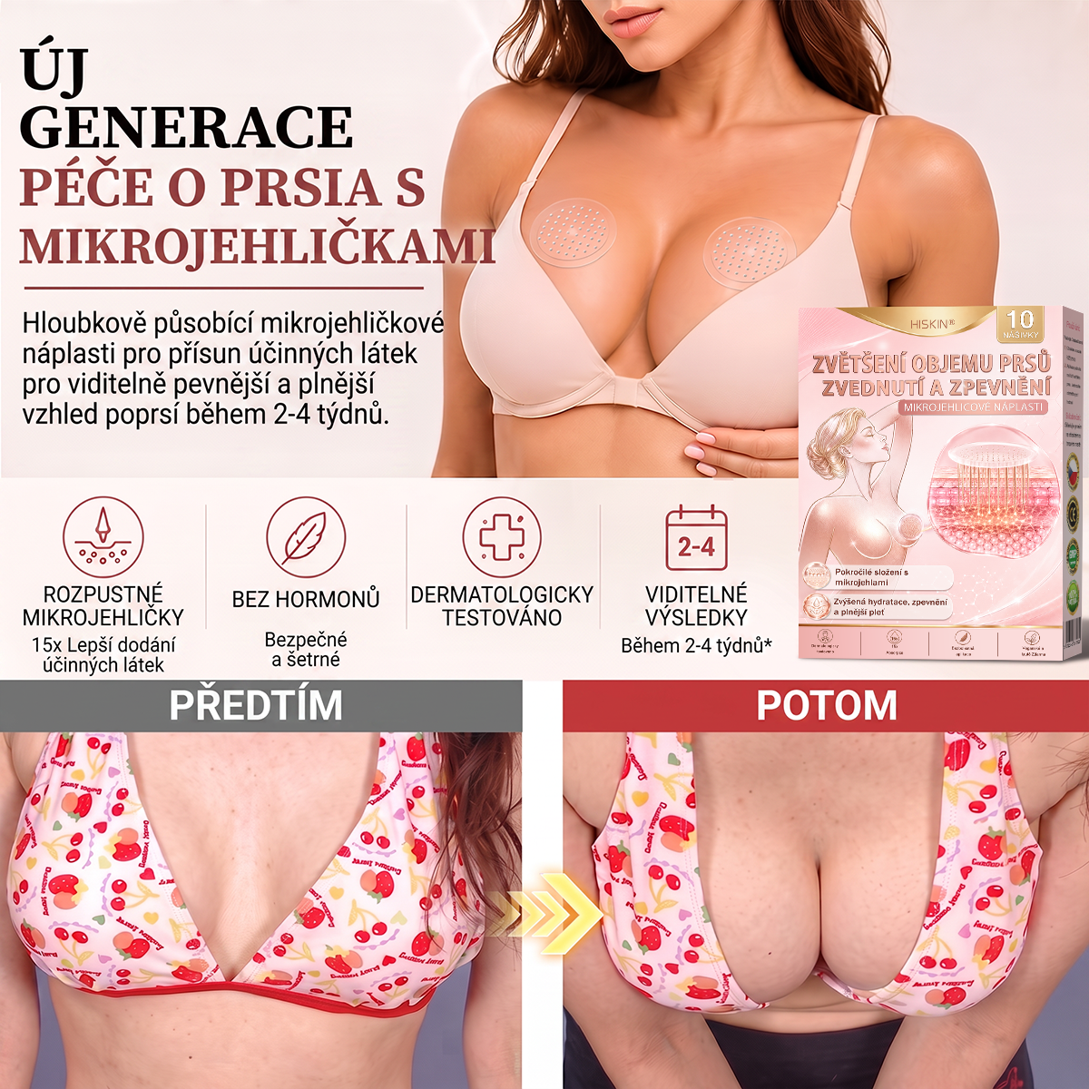 💯HISKIN® Mikroneedlová náplast pro podporu objemu, lifting a pevnost prsou